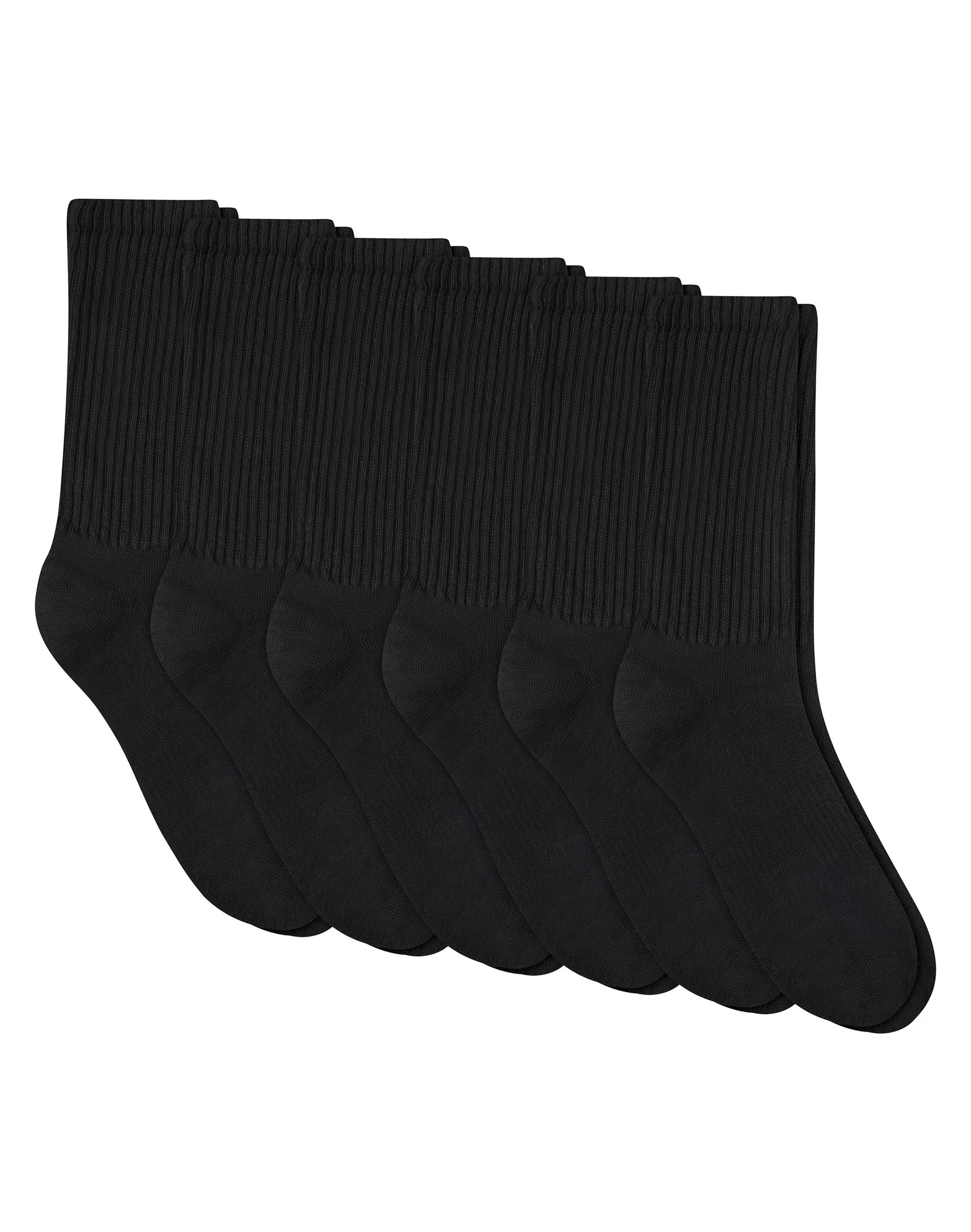 Hanes Unisex Plain Black Socks Pack, 6 Pairs, Crew Socks #PBS184