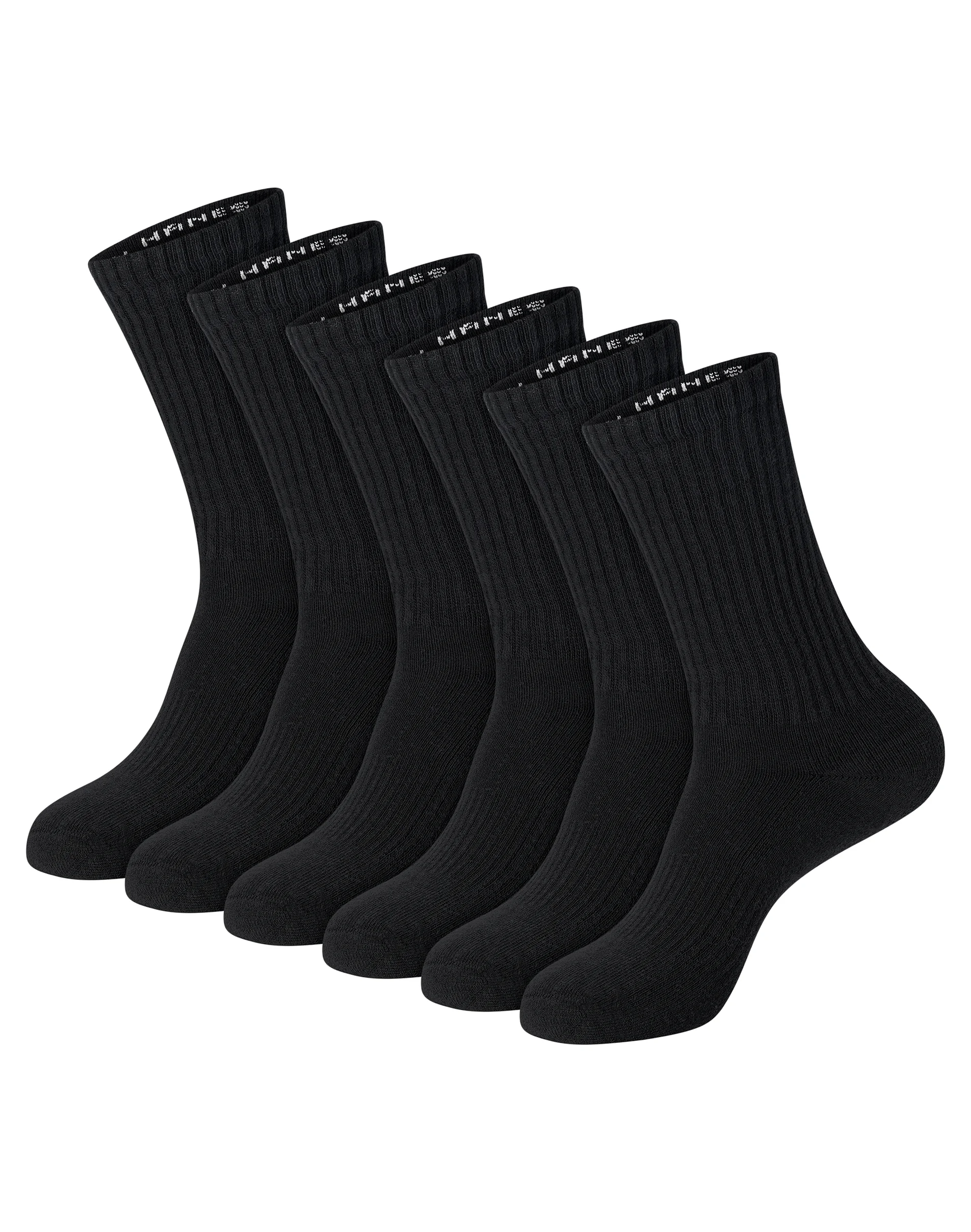 Hanes Unisex Plain Black Socks Pack, 6 Pairs, Crew Socks #PBS184