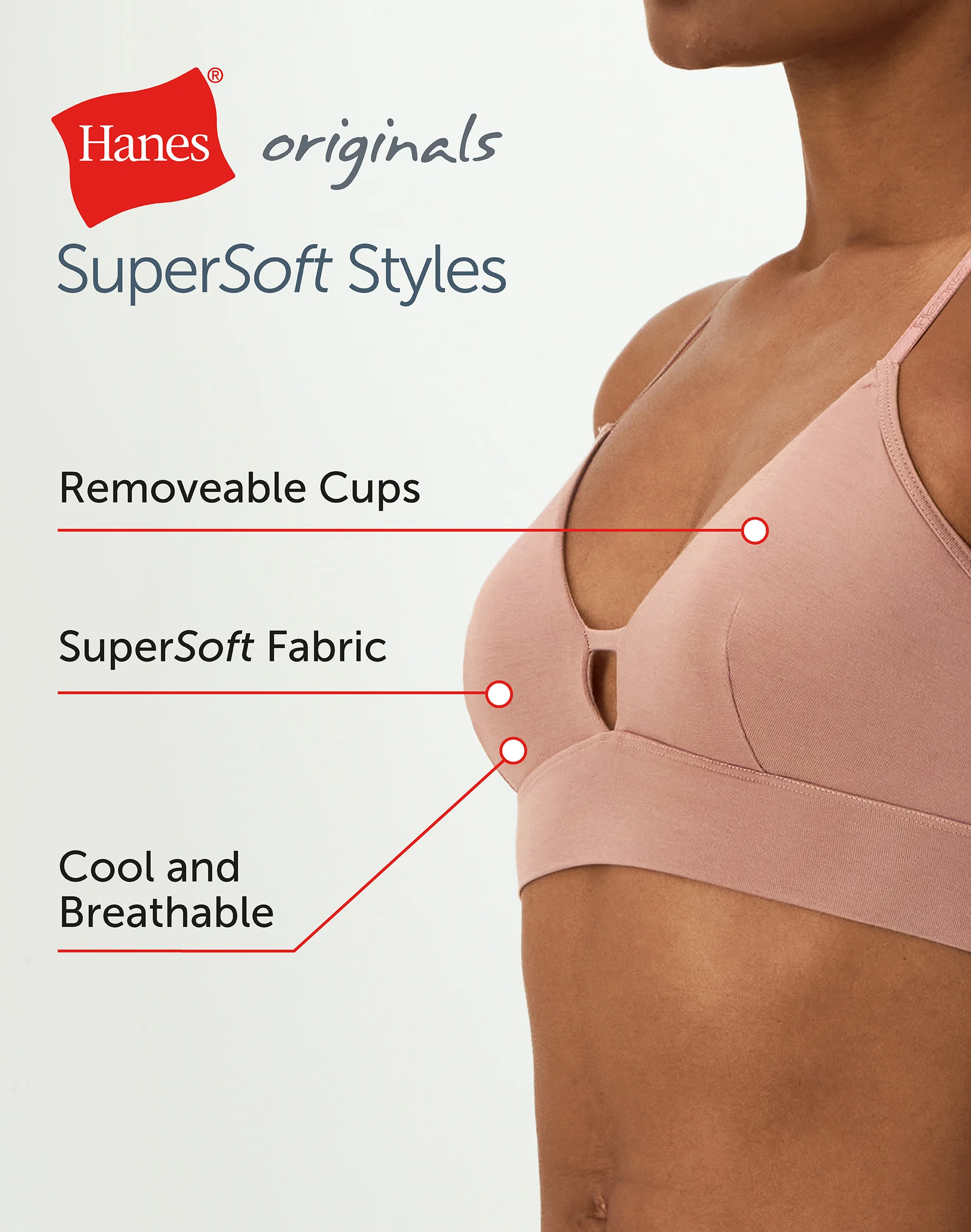 Hanes Originals Women's SuperSoft Longline Triangle Bralette #MHO110