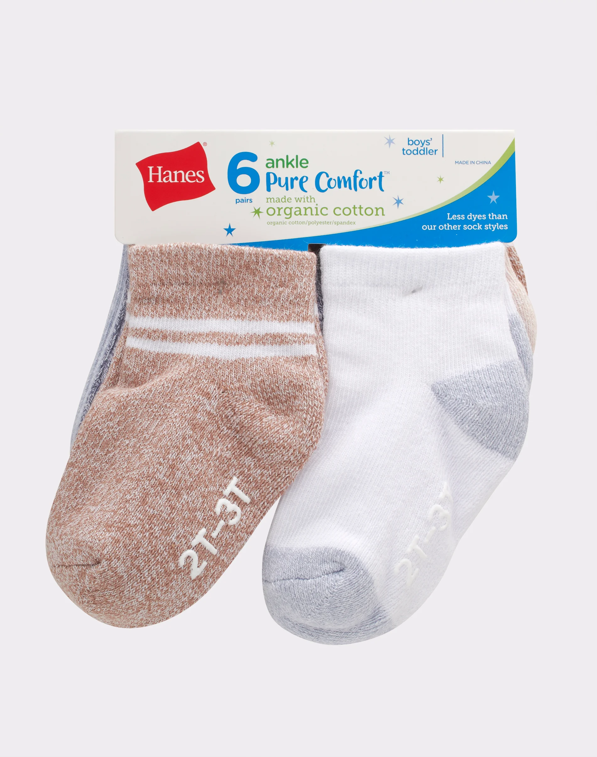 Hanes Pure Comfort Infant/Toddler Boys’ Ankle Socks, Organic Cotton, 6-Pairs #TBPUA6 3 Hanes Pure Comfort Infant/Toddler Boys’ Ankle Socks, Organic Cotton, 6-Pairs #TBPUA6