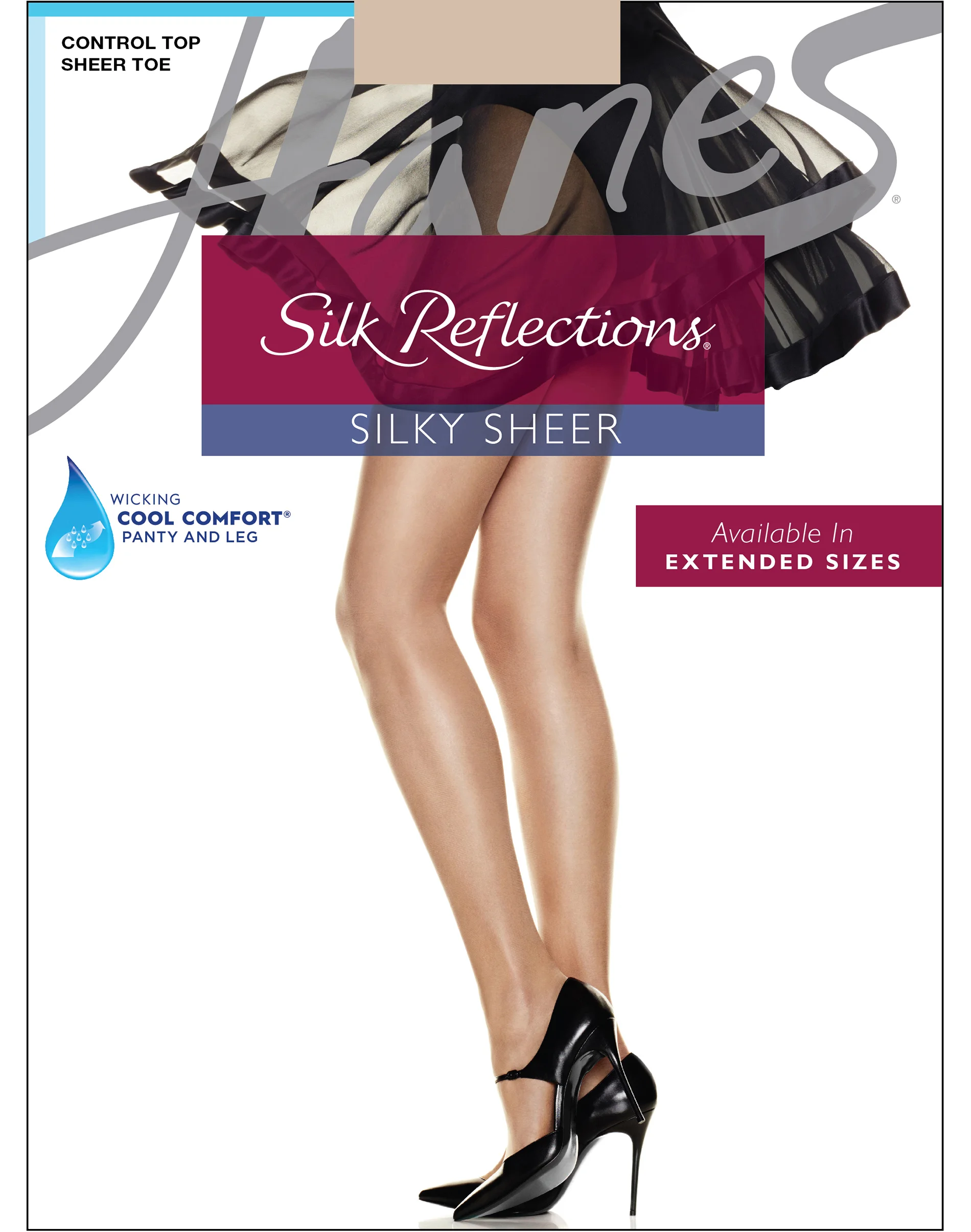 Hanes Silk Reflections Control Top Pantyhose with Sheer Toe #Q00717