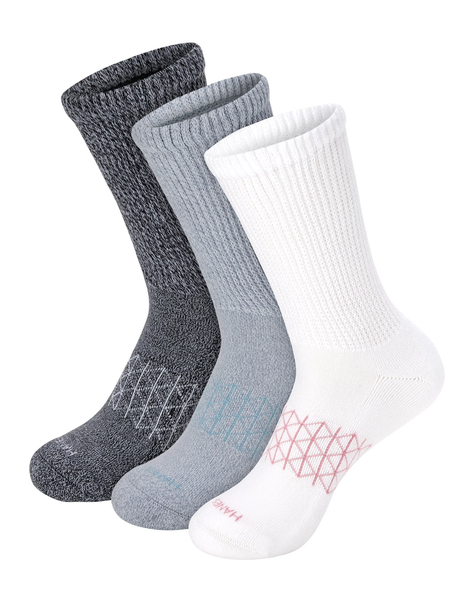 Hanes Absolute Wellness Women's Non-Binding Crew Socks, 3-Pairs #WPAWC3