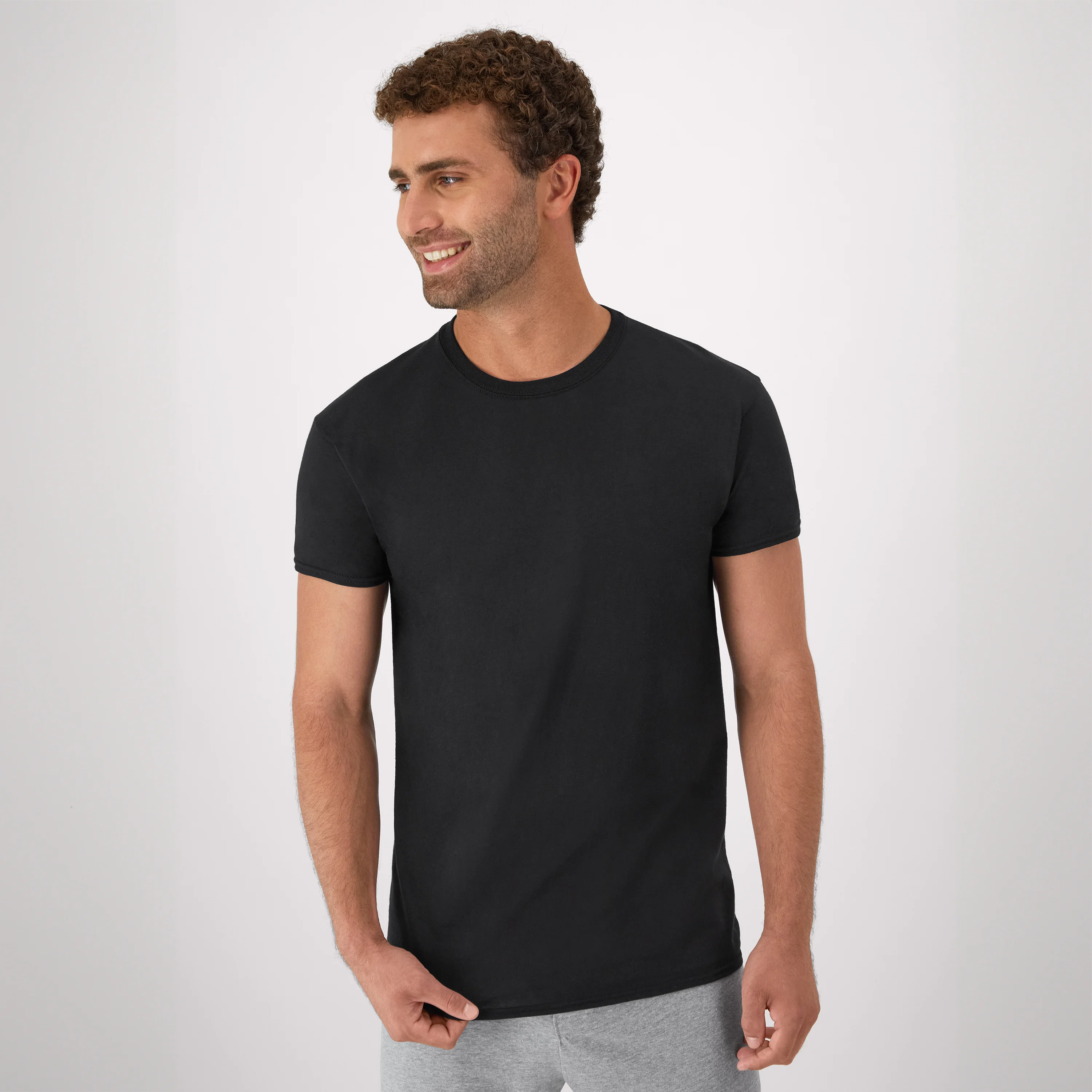 Hanes Men's T-Shirt Pack, Moisture-Wicking Stay-Tucked Undershirts, Black/Grey/Blue, 6-Pack #216BG6