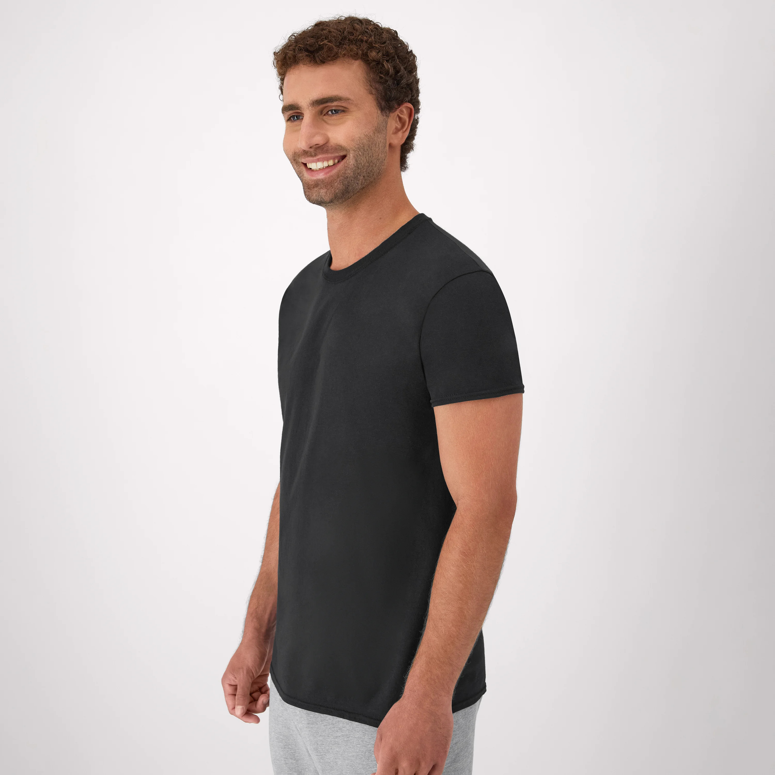 Hanes Men's T-Shirt Pack, Moisture-Wicking Stay-Tucked Undershirts, Black/Grey/Blue, 6-Pack #216BG6
