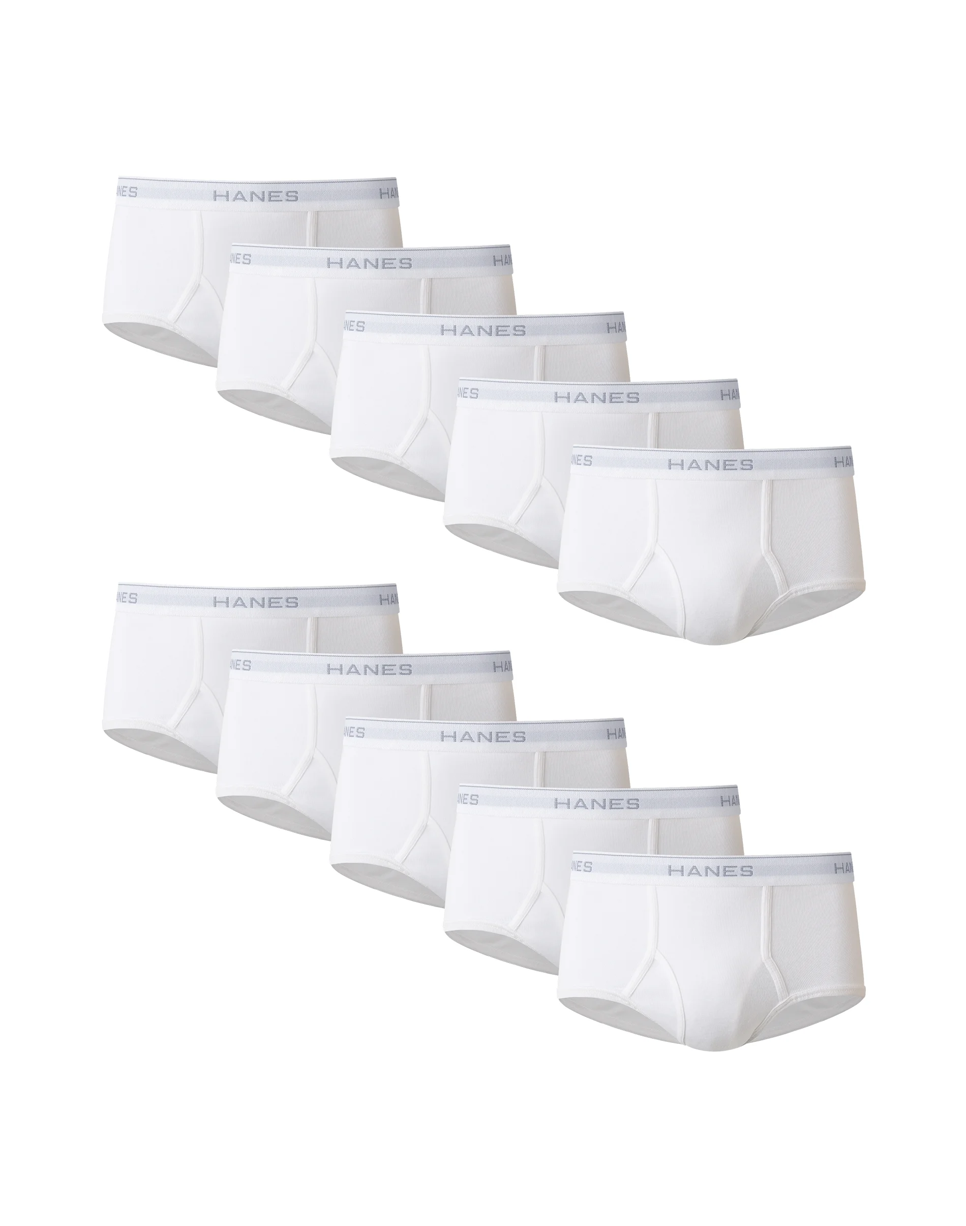Hanes Men's Value Pack White Cotton Briefs, 10-Pack #2252W0