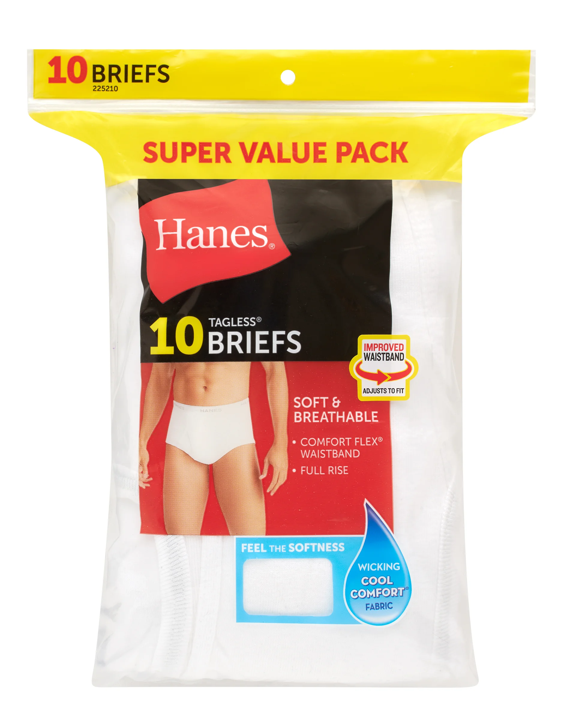 Hanes Men's Value Pack White Cotton Briefs, 10-Pack #2252W0