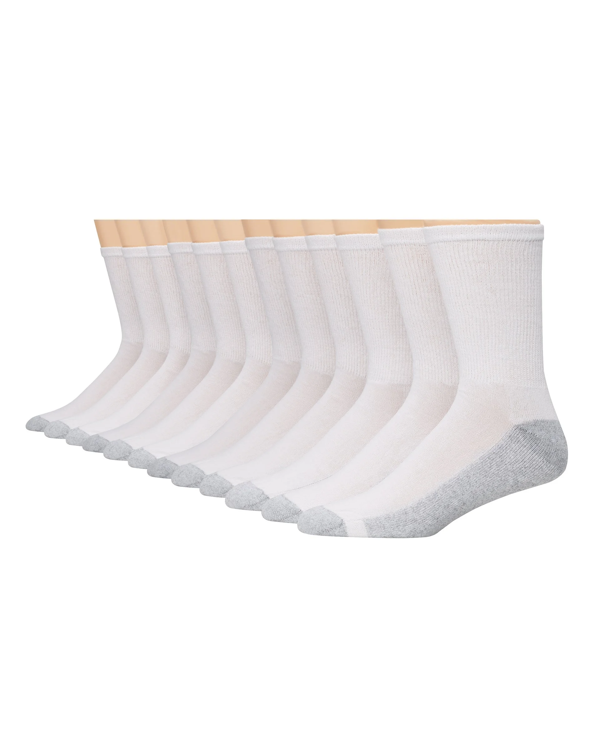 Hanes Double Tough Men's Crew Socks, Shoe Sizes 6-12, 12-Pairs #184V12