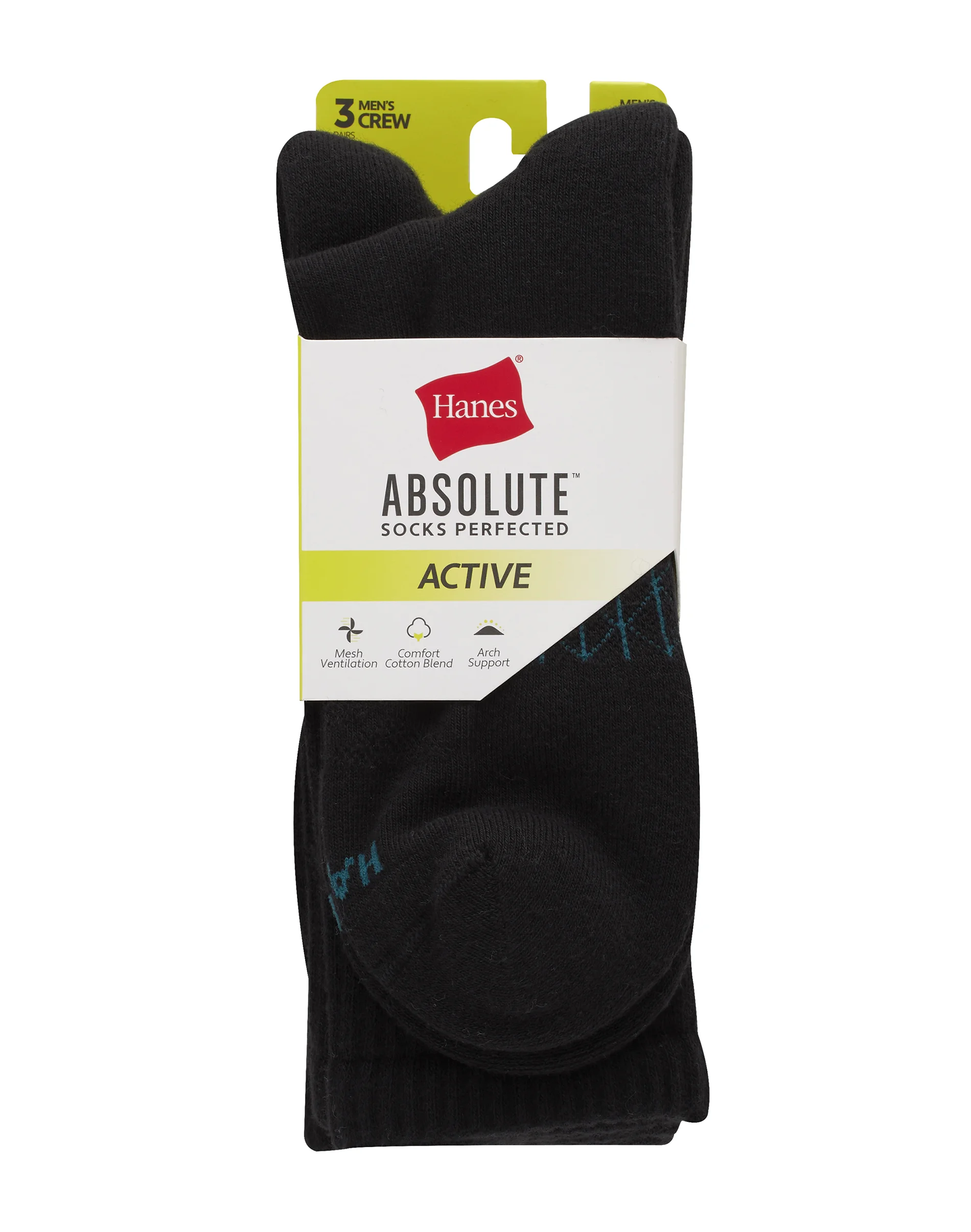 Hanes Absolute Active Men’s Cushioned Crew Socks, Shoe Sizes 6-12, 3-Pairs #PMAB84 3 Hanes Absolute Active Men’s Cushioned Crew Socks, Shoe Sizes 6-12, 3-Pairs #PMAB84