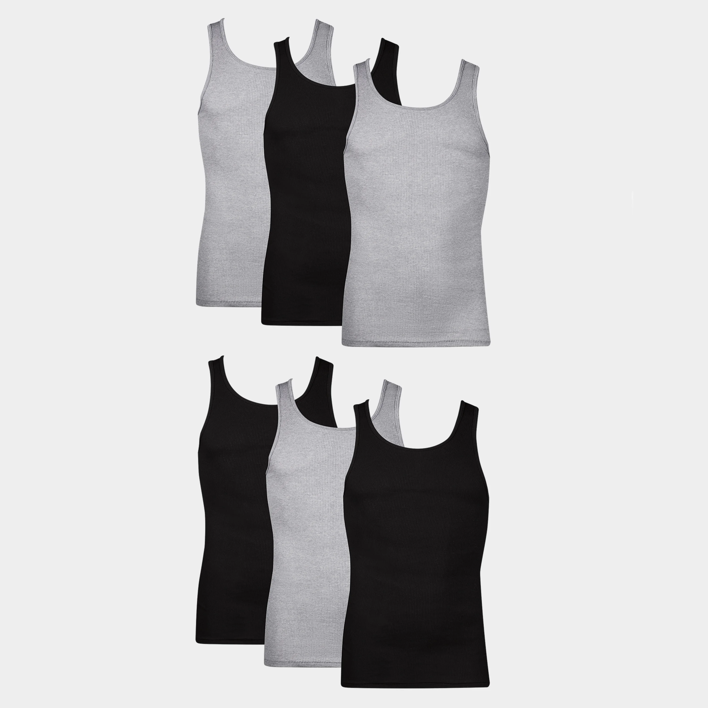 Hanes Men's Cotton Tank Top Undershirt, Black/Grey, 6-Pack #392BG6