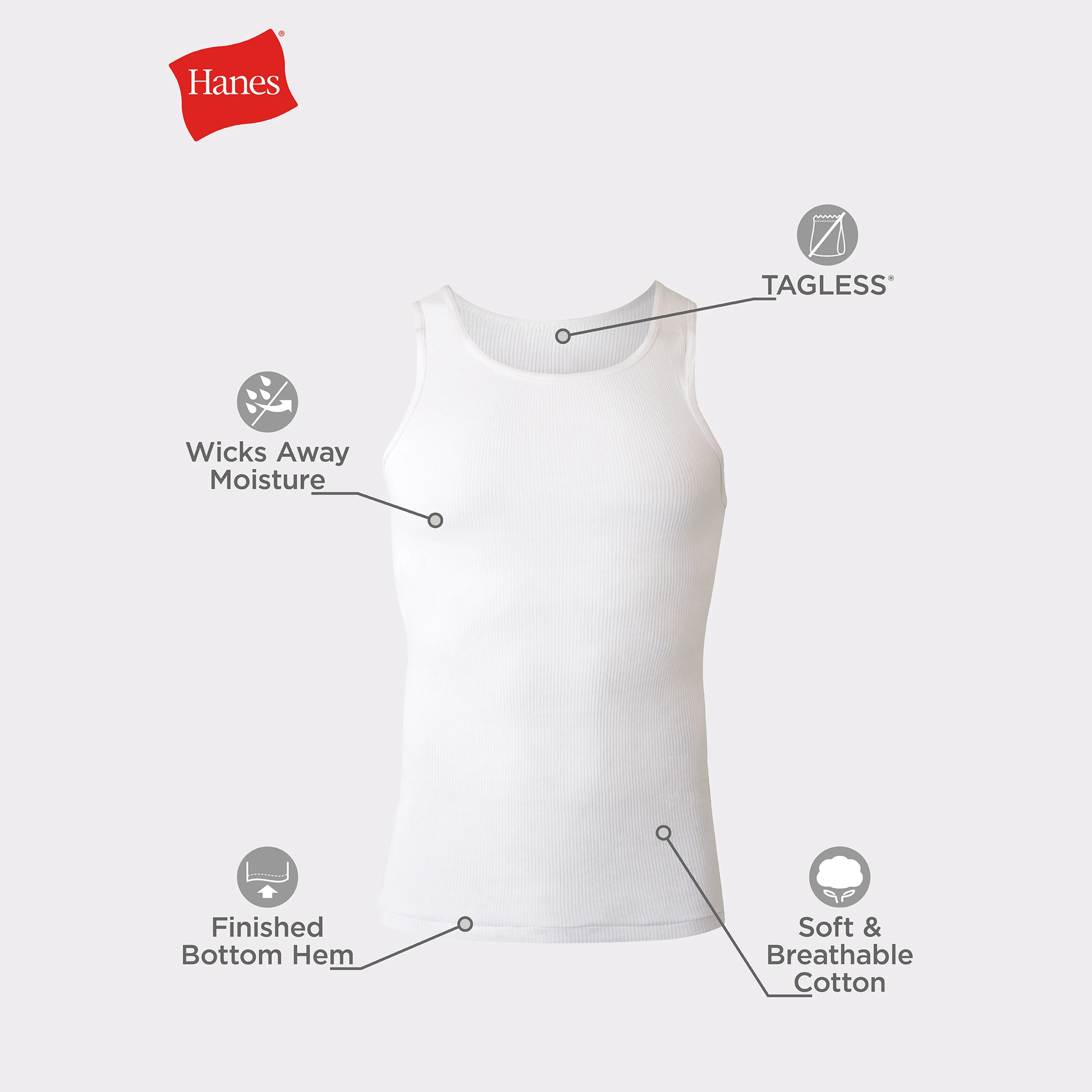 Hanes Men's Cotton Tank Top Undershirt, Black/Grey, 6-Pack #392BG6