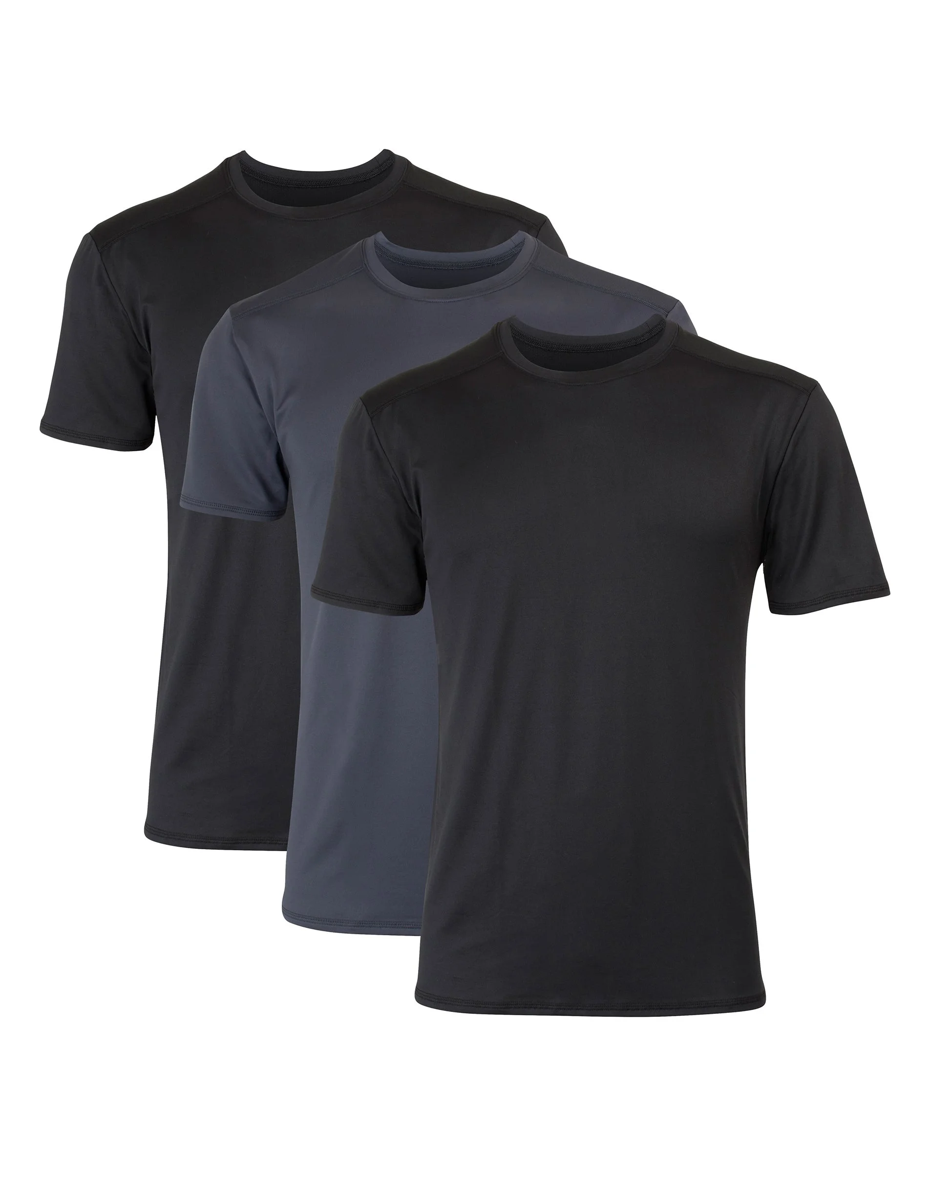 Hanes Moves Ultimate Men's Breathable Mesh Crewneck T-Shirt, X-Temp, Black/Grey, 3-Pack #UM2CD3