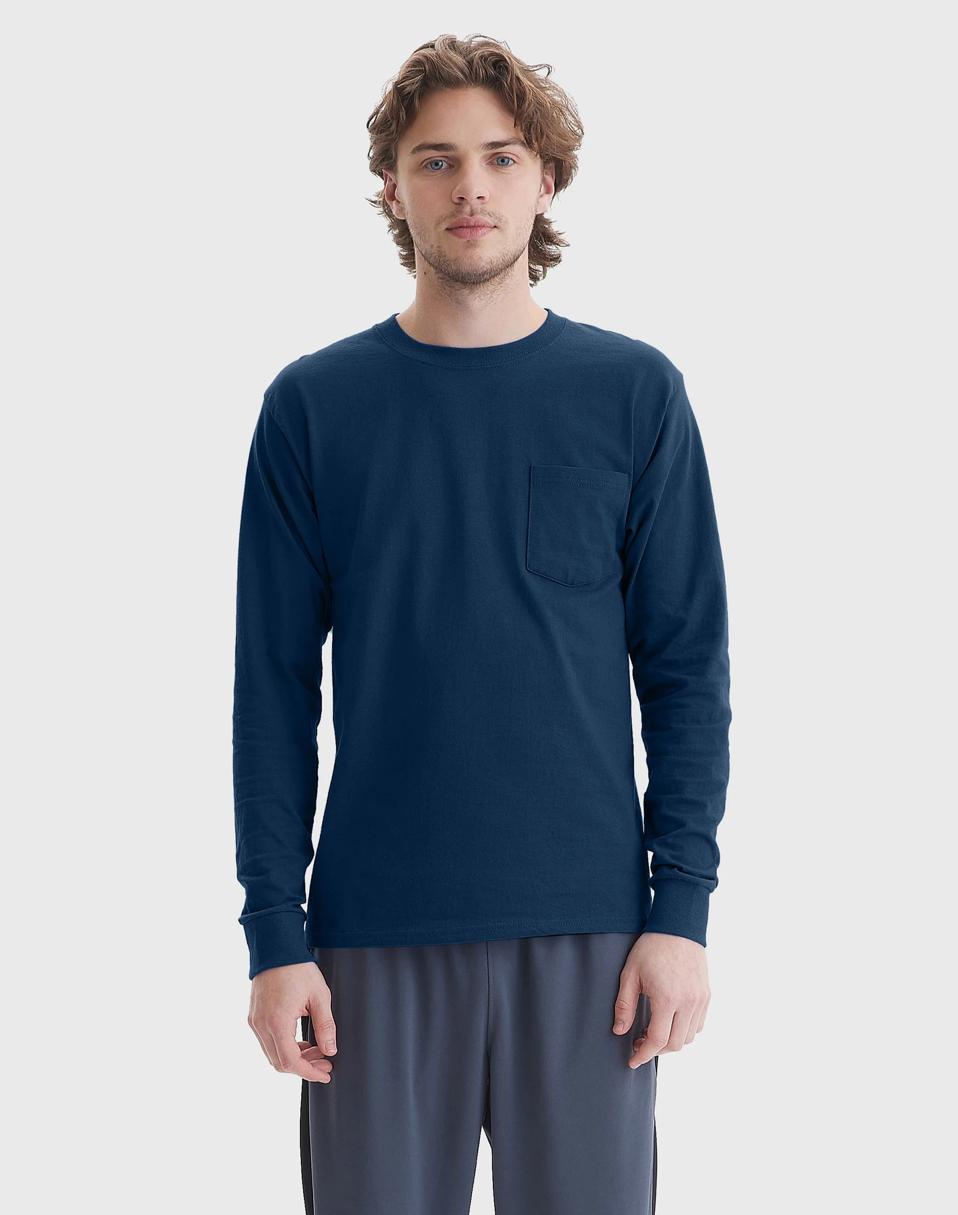 Hanes Authentic Men's Long Sleeve Pocket T-Shirt #5596