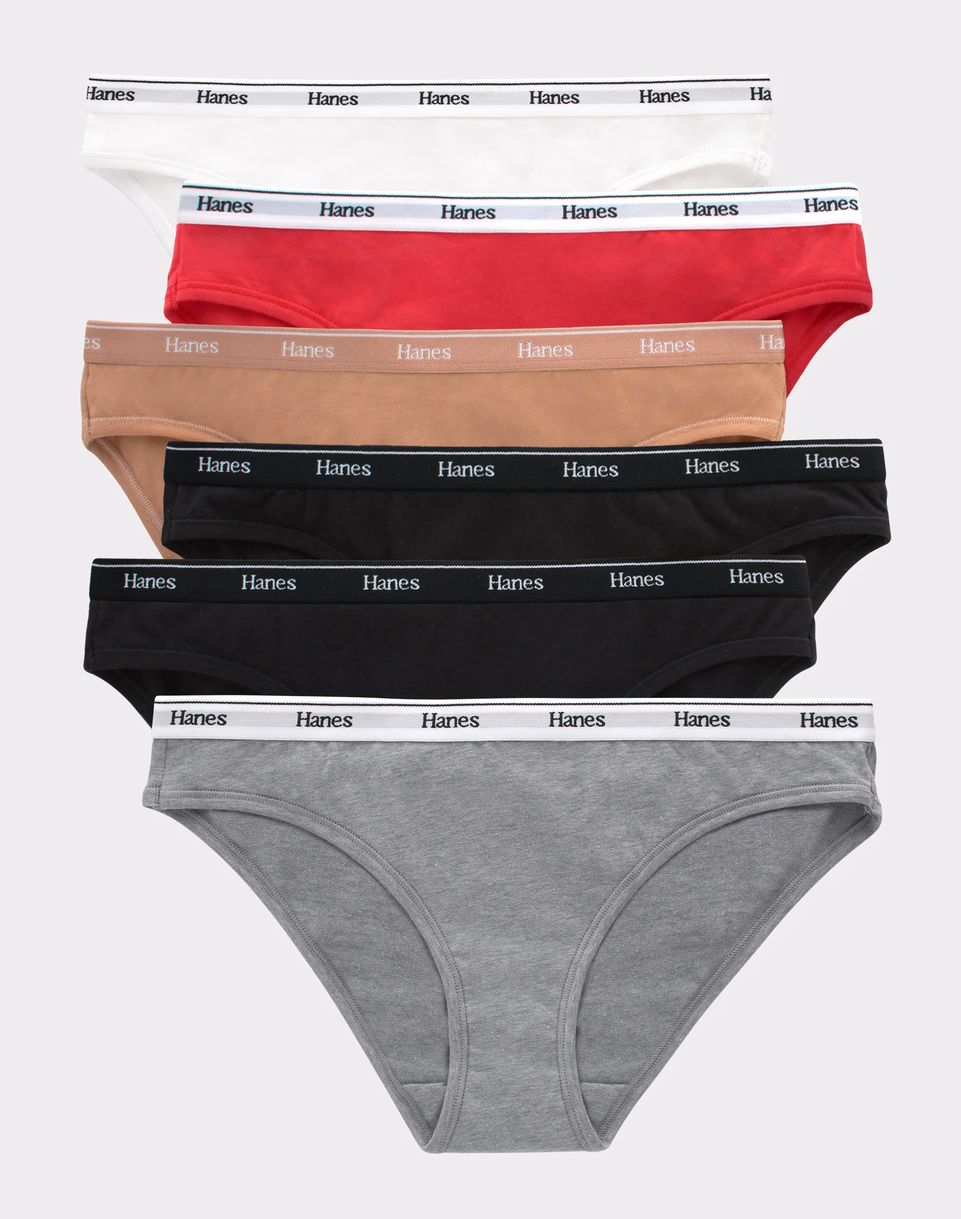 Hanes Originals Women’s Bikini Underwear, Breathable Stretch Cotton, 6-Pack #OC42AS